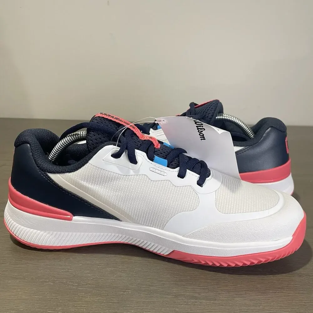 Wilson Womens Size 7.5 Tennis Shoes NEW White Navy Blue Salmon Intrigue Pro
